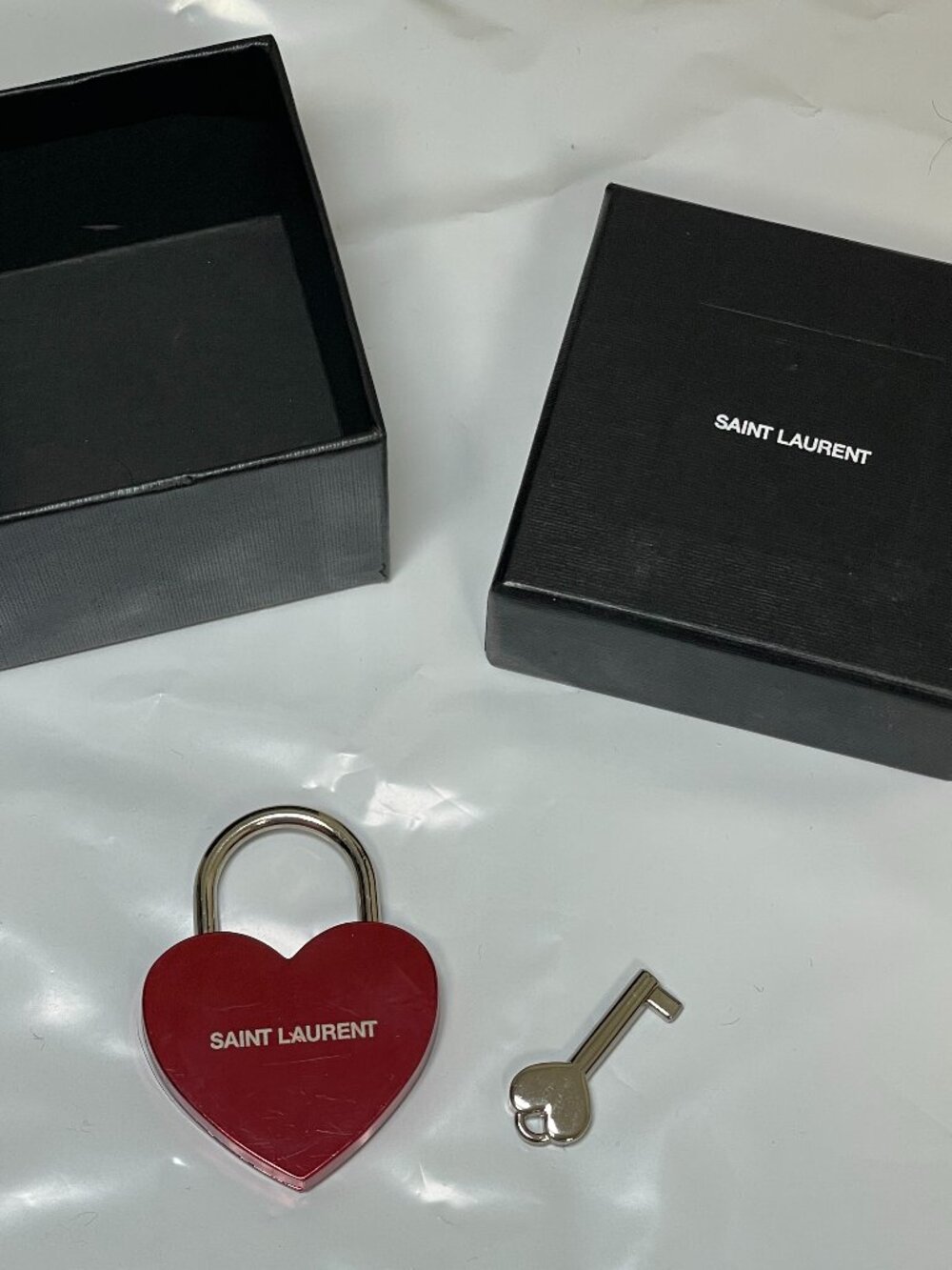 Saint Laurent Red Heart Padlock Charm